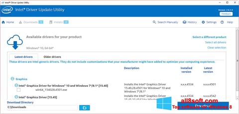 Screenshot Intel Driver Update Utility untuk Windows 8