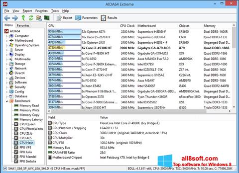 Screenshot AIDA32 untuk Windows 8