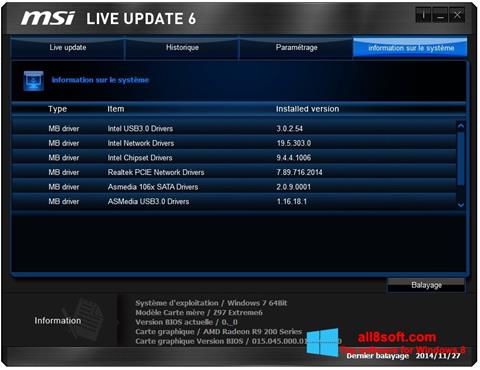 Screenshot MSI Live Update untuk Windows 8